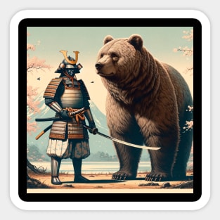 Samurai and Bear Sticker